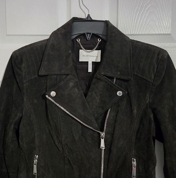 BCBGeneration Suede Leather Jacket Women's Size Large Dark Brown - Picture 4 of 13